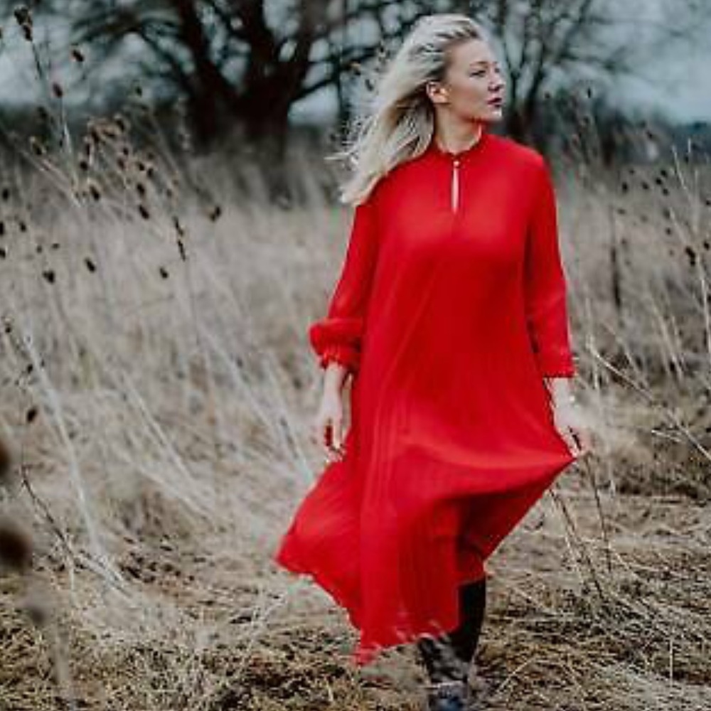 Red H&M Pleated Maxi